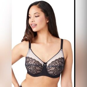 NWT WACOAL 34H RETRO CHIC Black FULL FIGURE Underwire Bra 855186